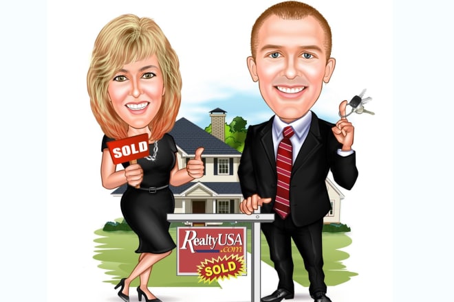 I will draw an awesome real estate cartoon caricature services