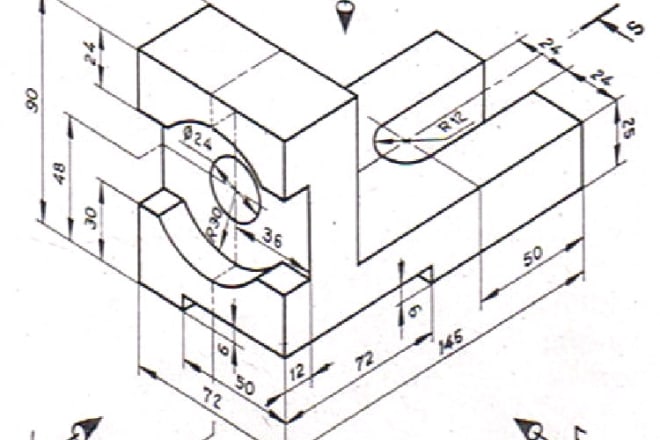 I will draw elevation, plan, side view from isometric using autocad