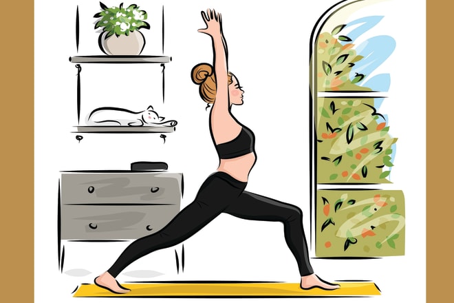 I will draw vector yoga, cheldren,kid,workout exercises,line art medical,illustration