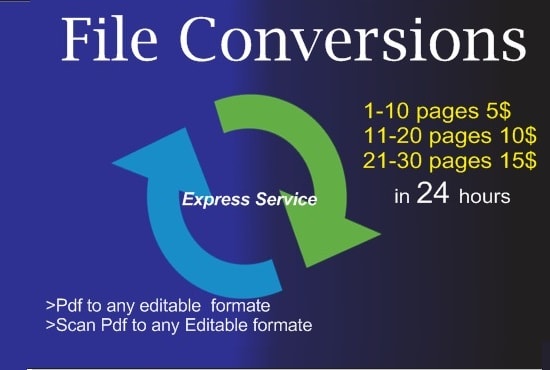 I will file conversion quick fast service pdf to doc jpeg to doc