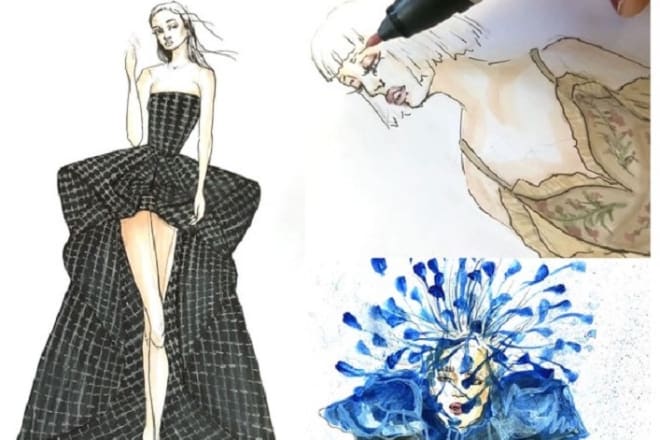 I will hand draw fashion illustrations