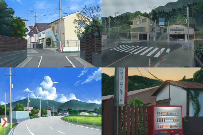 I will paint anime style background, game, landscape, visual novel