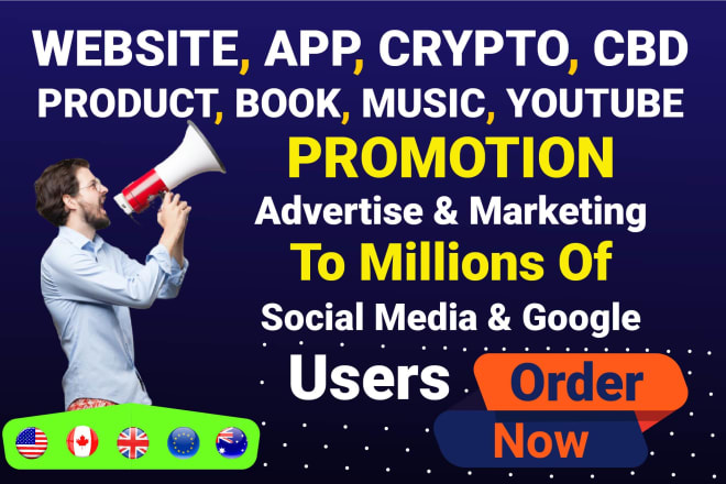 I will promote website, app, crypto, product, cbd, music on social media and google ads
