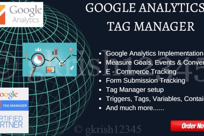 I will setup google tag manager and web analytics