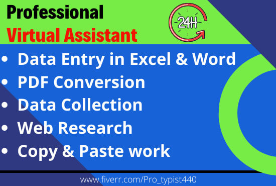 I will be your virtual assistant for fast typing, perfect data entry, and copy paste