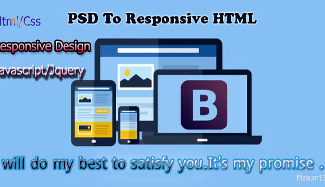 I will convert psd or jpeg files to html