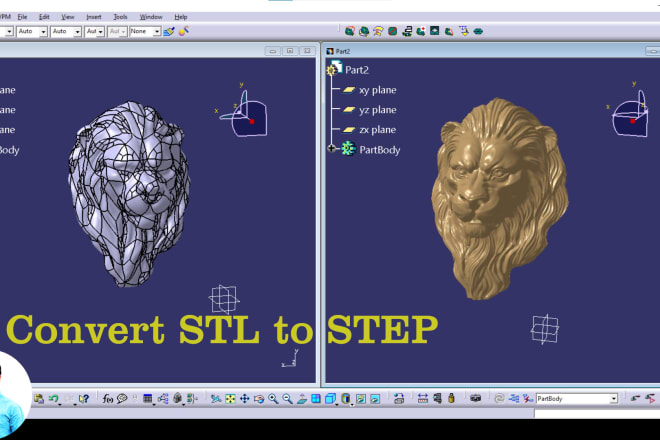 I will convert stl, obj to stp, step or igs file