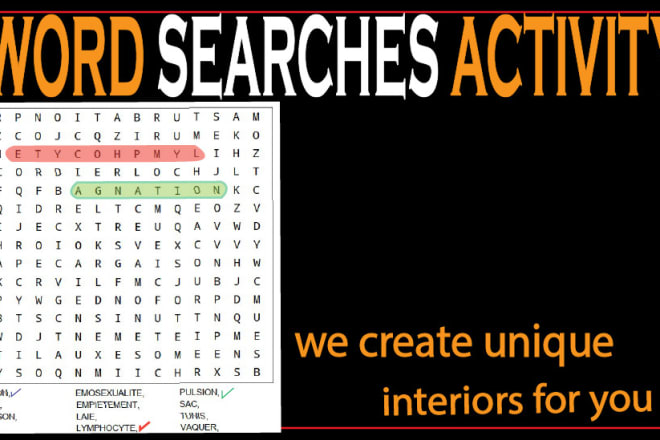 I will create a word search book with 100 puzzles KDP, commercial use