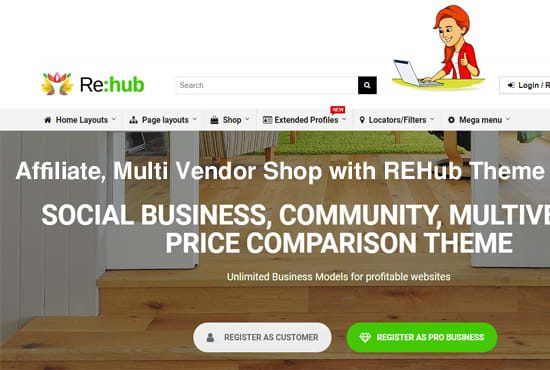 I will create affiliate, multi vendor website with rehub theme