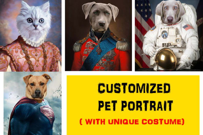 I will create custom pet portrait, dog portrait, cat portrait