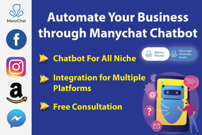 I will create manychat chatbot for your facebook business