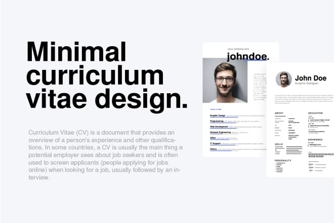 I will create minimalist curriculum vitae design