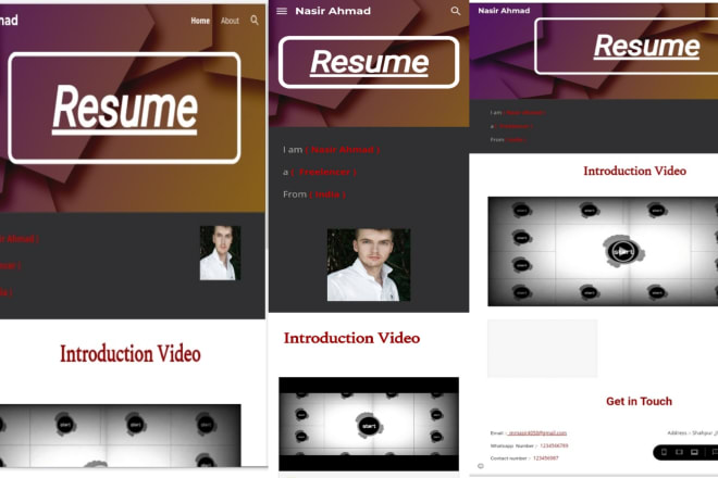 I will create professional resume website with your intro video