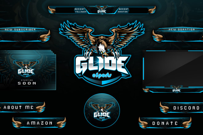 I will create professional twitch overlays and logo for your stream