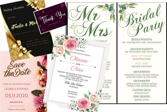 I will creatively design your wedding invitations programs etc