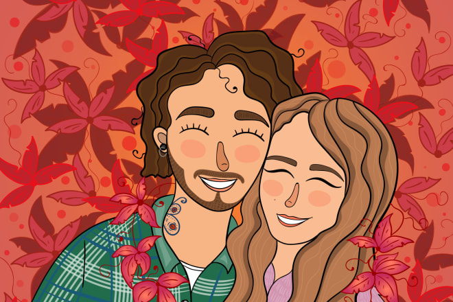 I will custom couple portrait valentines day, gift idea