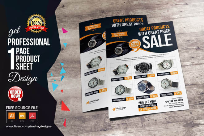 I will design a professional product sell or sales sheet