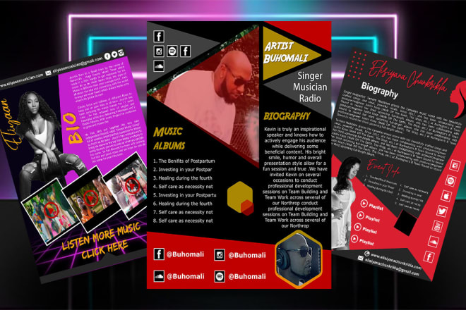 I will design artist, radio, music one sheet for you