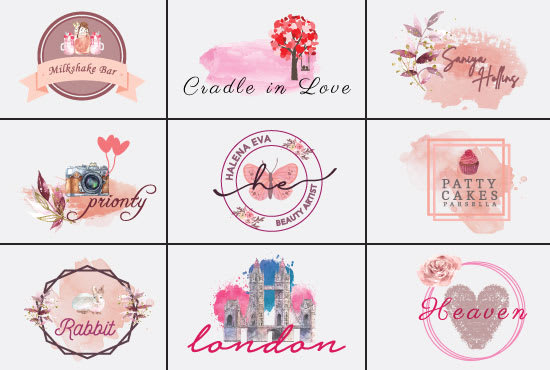 I will design artistic watercolor, feminine, and elegant logo