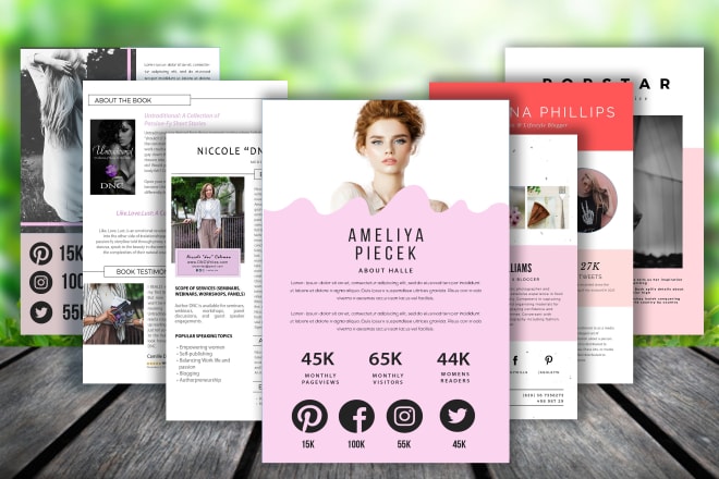 I will design clean media kit, press kit, speaker one sheet, epk