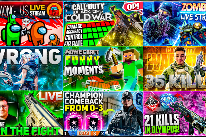 I will design custom youtube gaming thumbnails