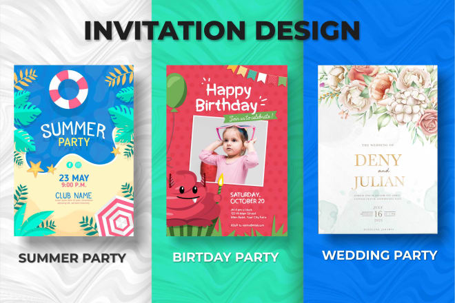 I will design invitation for wedding, party, birtday and event with 24 delivery