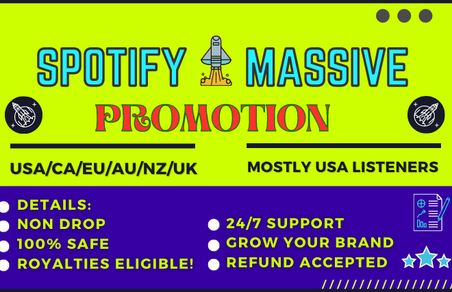 I will do best organic spotify promotion to massive real audience