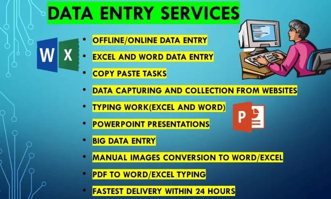 I will do excel data entry, copy paste, typing, data entry