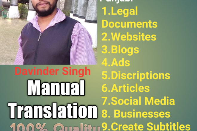 I will do professionally hindi translation and punjabi translation in 24 hours