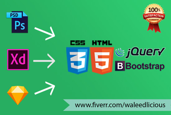 I will do psd to html sketch to html xd to html css bootstrap responsive website
