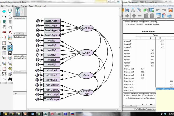 I will do SEM exploratory confirmatory factor analyses on amos spss