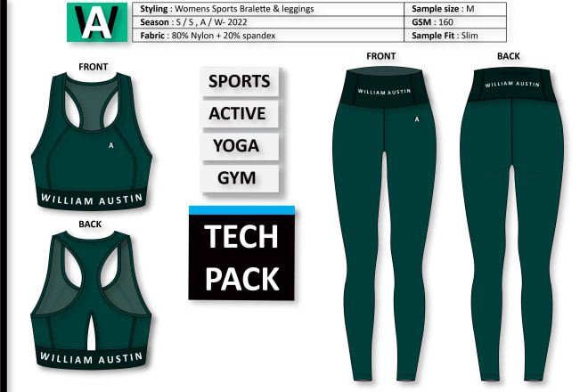I will do technical flat sketch and fashion tech pack