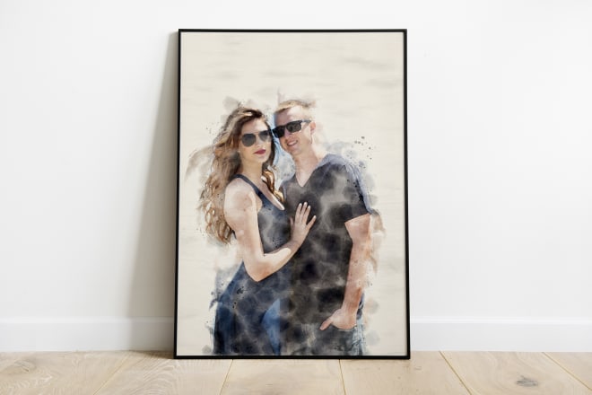 I will do watercolor couple custom, couple portrait, couple custom wall art