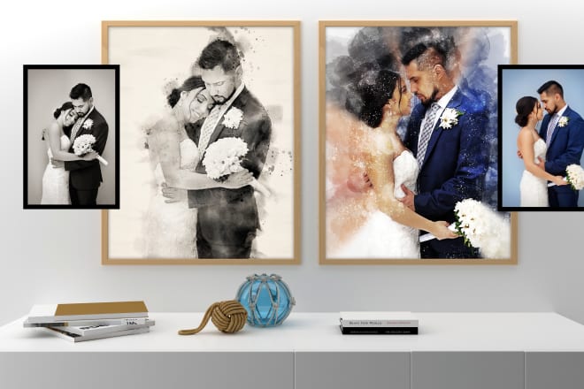 I will do watercolor couple portrait custom couple wall art