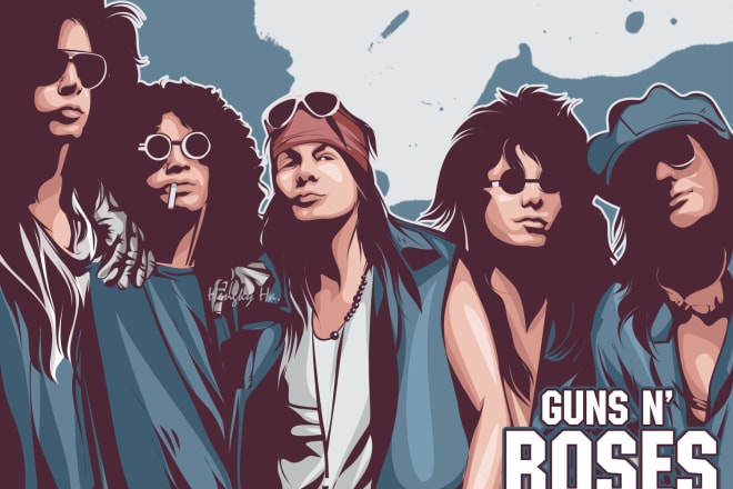 I will draw cartoon illustration of group band, singer, or musician