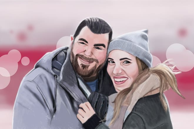 I will draw cute cartoon couple portraits