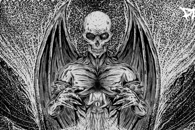 I will draw detailed dark art, horror and fantasy illustration