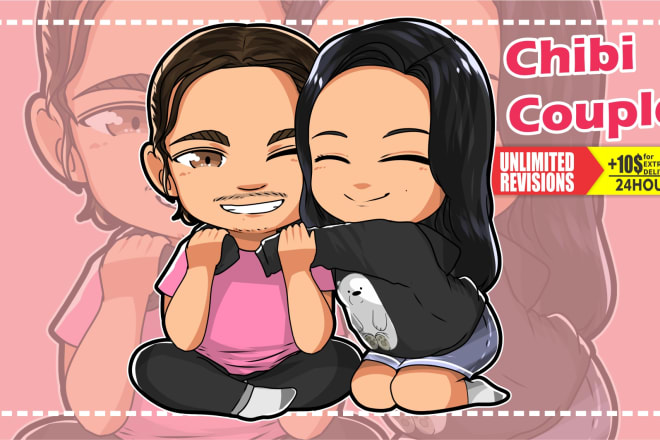 I will draw fullbody chibi cartoon for couple