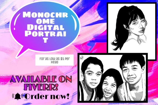 I will draw monochromatic digital portrait from your photo