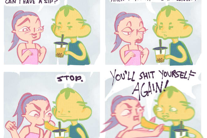 I will draw simple comic may it be 4 panels or more