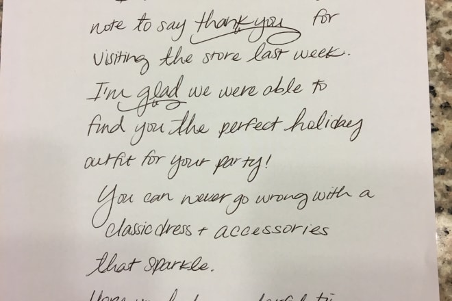 I will hand write notes for a company or individual