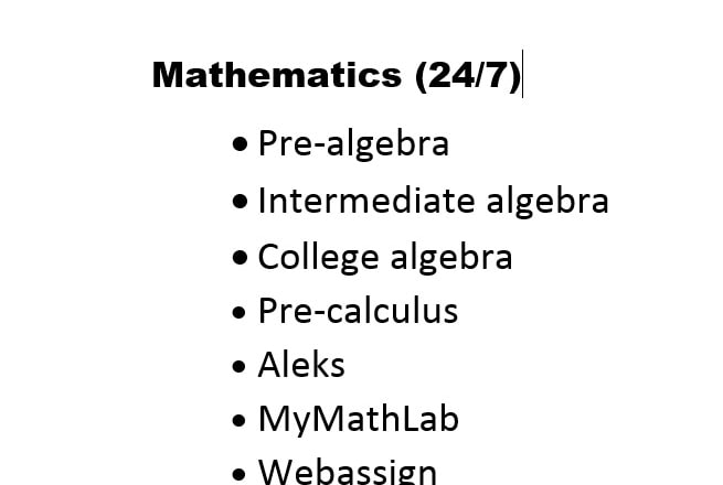 I will help mymathlab,aleks,college algebra,precalculus