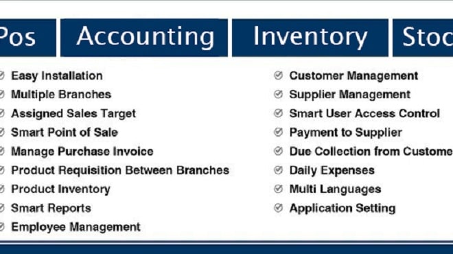 I will install pos accounting inventory management system CRM