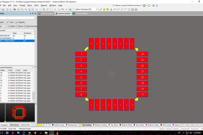 I will make a custom component library footprint in altium designer