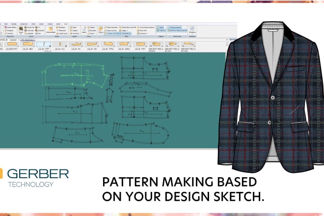 I will make a pattern of your design sketch PDF pattern, ai pattern, dxf
