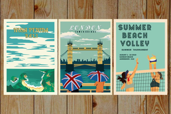 I will make a vintage or retro poster with an amazing design