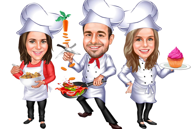 I will make digital chef cartoon caricature from photo