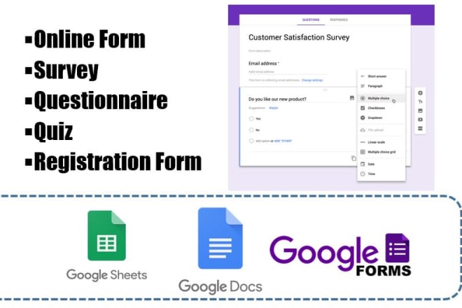 I will make survey, online form, questionnaire on google docs, form, spreadsheet