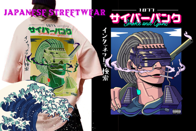 I will make unique japan streetwear t shirt design pop art