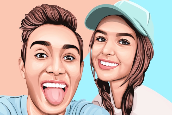 I will make your photo couple into cartoon potrait